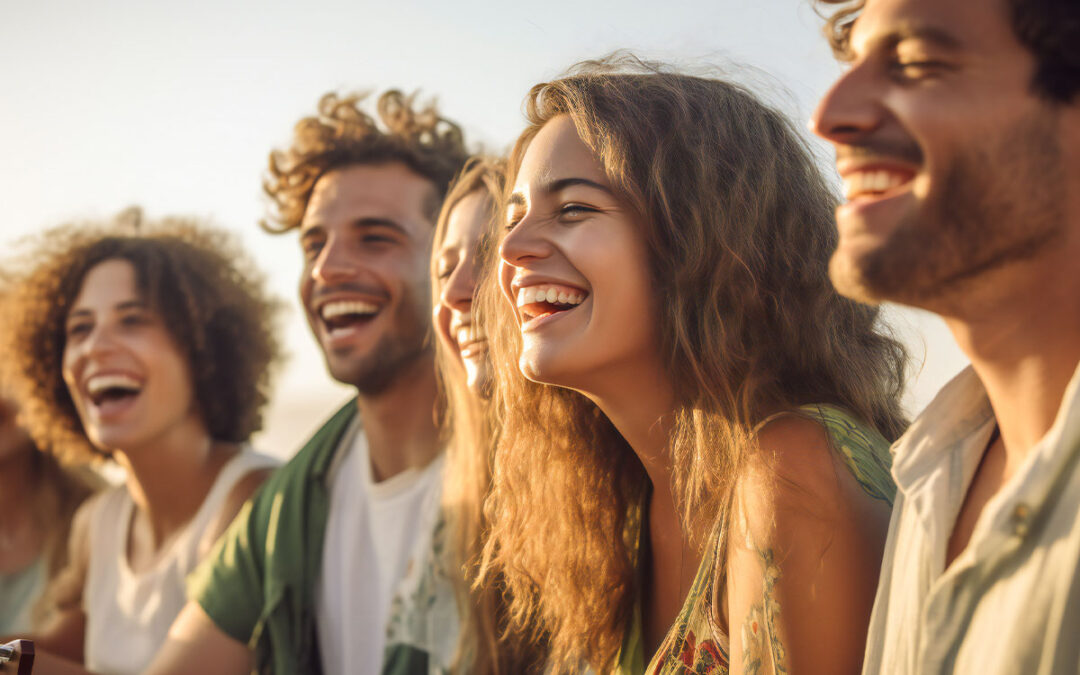 group of friends laughing together